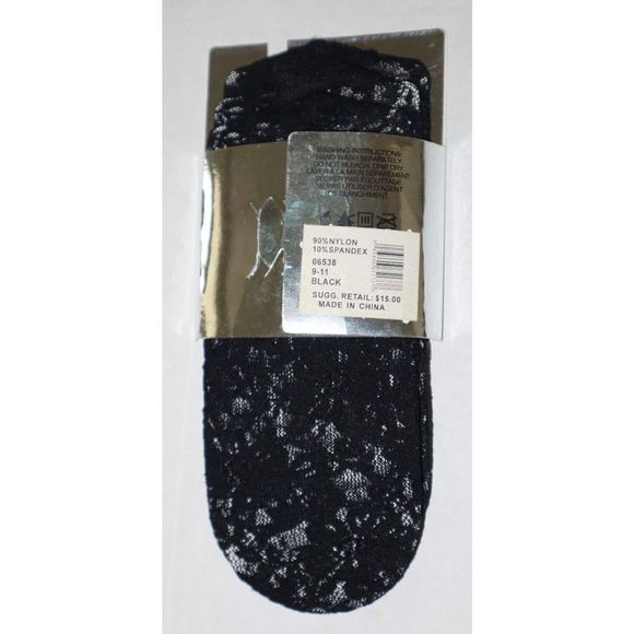 Ellen Tracy 06538 Women's Size 9-11 Black Hidden Lace Foot Liner Socks - 3 Pairs - Picture 2 of 2
